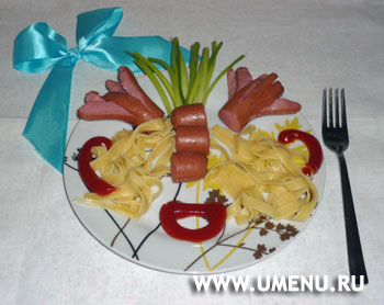 Итальянские макароны с сосисками