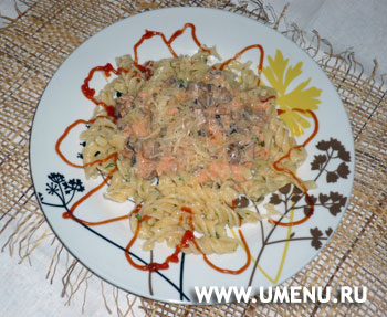Макароны с грибным соусом