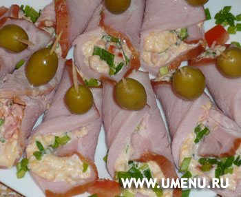 Рулетики из ветчины